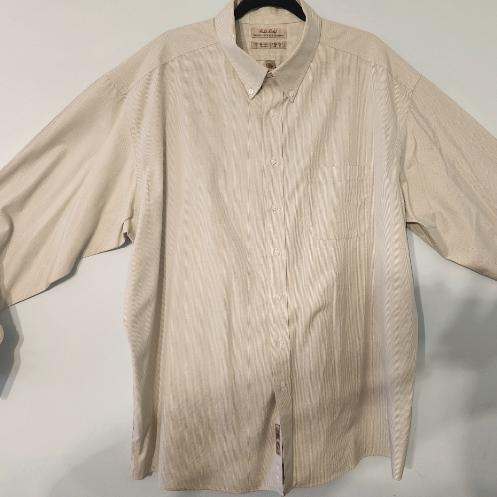 Roundtree Gold Label button-down dress shirt light green/ cream